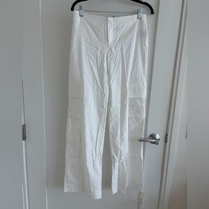 NWT Reformation Vida Poplin Low Rise Cargo Pants - Bright White - Size 2